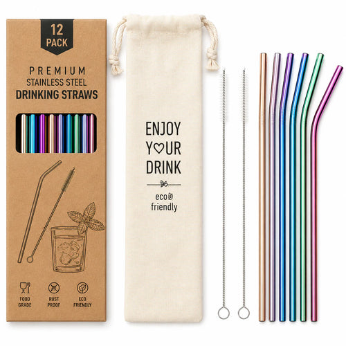 Pack de Pajitas Metálicas Reutilizables