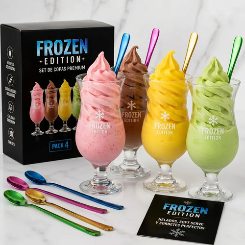 Set Frozen Edition – 4 Copas de Helado Premium + Cucharillas